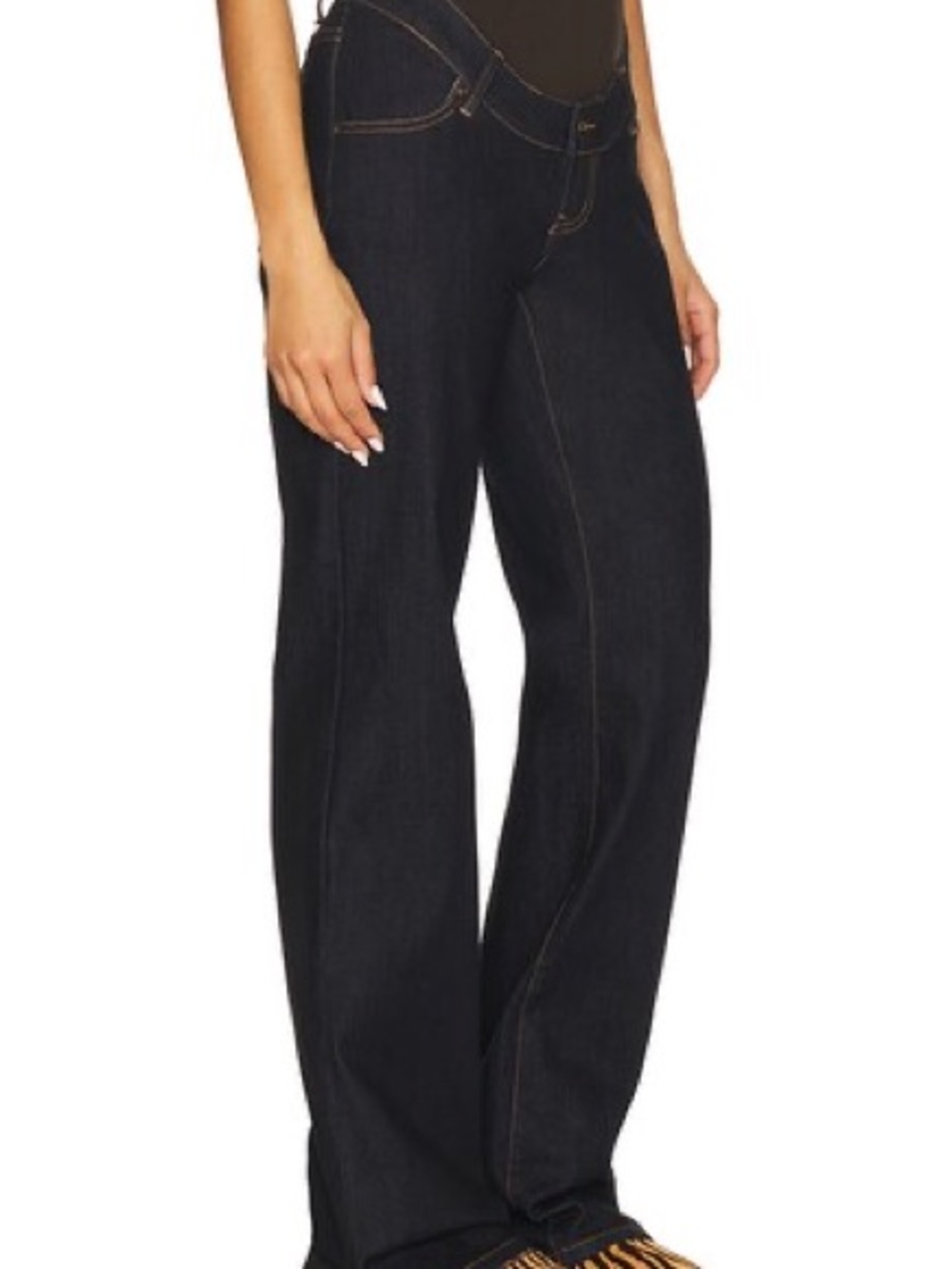 Lioness Cocoon Dark Blue Wide-Leg Jeans with Contrast Stitching - Picture 2 of 6